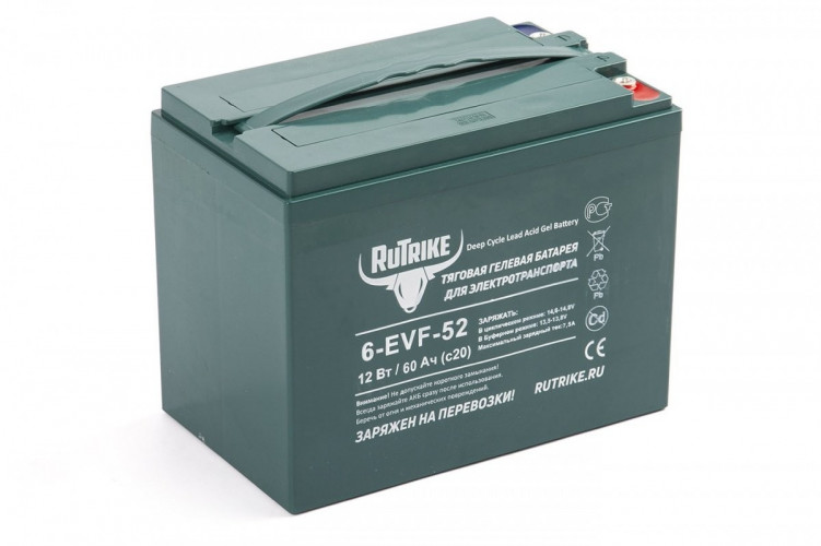 Тяговый гелевый аккумулятор RuTrike 6-EVF-52A (12V52A/H C3) в Москве