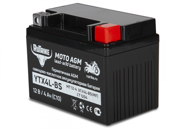 Аккумулятор стартерный для мототехники Rutrike YTX4L-BS (12V/4Ah) в Москве