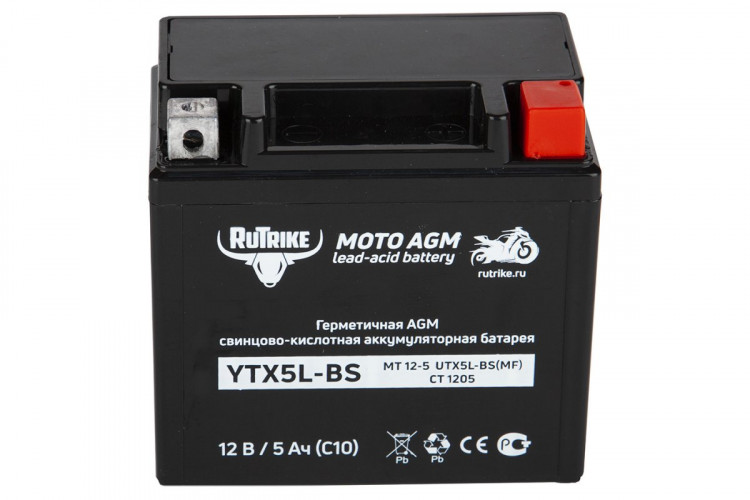 Аккумулятор стартерный для мототехники Rutrike YTX5L-BS (12V/5Ah) в Москве