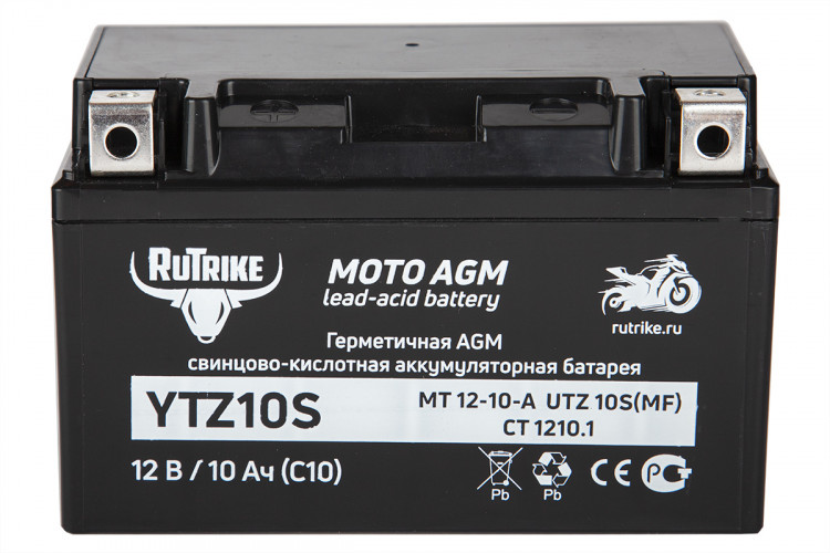 Аккумулятор стартерный для мототехники Rutrike YTZ10S (12V/10Ah) в Москве