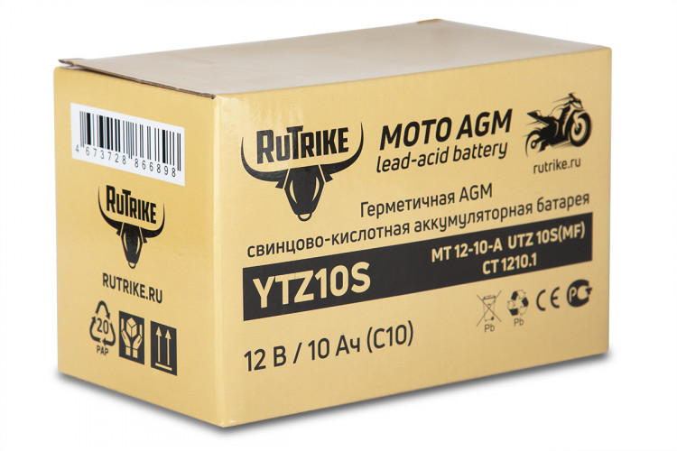 Аккумулятор стартерный для мототехники Rutrike YTZ10S (12V/10Ah) в Москве