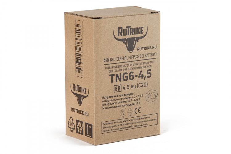 Тяговый гелевый аккумулятор RuTrike TNG 6-4,5 (6V4,5A/H C20) в Москве