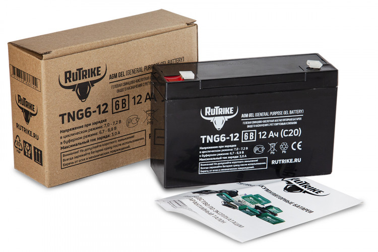 Тяговый гелевый аккумулятор RuTrike TNG 6-12 (6V12A/H C20) в Москве