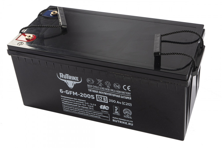 Тяговый гелевый аккумулятор RuTrike 6-GFM-200 (12V200A/H C20) в Москве