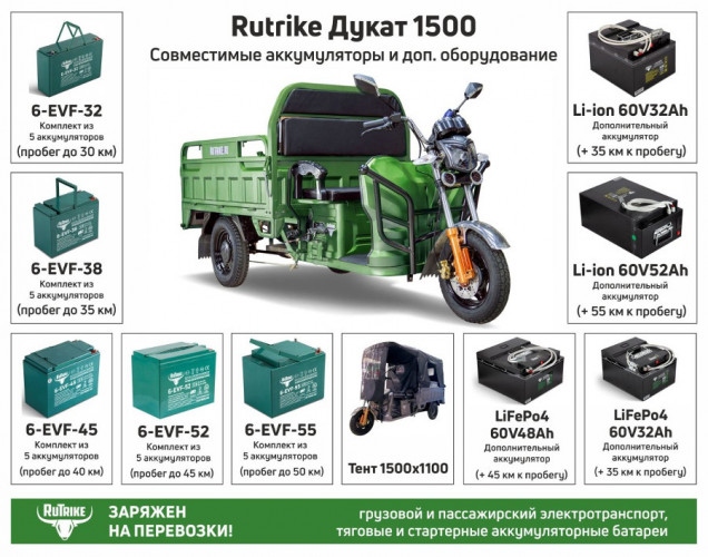 Грузовой электрический трицикл RuTrike Дукат 1500 в Москве
