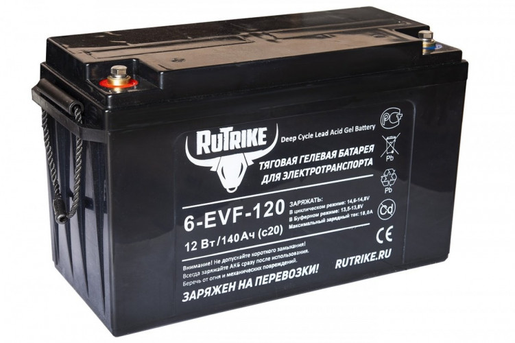 Тяговый гелевый аккумулятор RuTrike 6-EVF-120A (12V120A/H C3) в Москве
