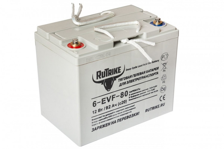 Тяговый гелевый аккумулятор RuTrike 6-EVF-80A (12V80A/H C3) в Москве